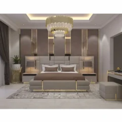 Casa Padrino Luxus Nachttisch Grau / Gold 65 cm - Luxus Hotel & Schlafzimmer Möbel