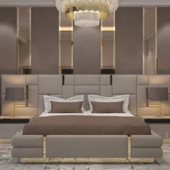 Casa Padrino Luxus Nachttisch Grau / Gold 65 cm - Luxus Hotel & Schlafzimmer Möbel