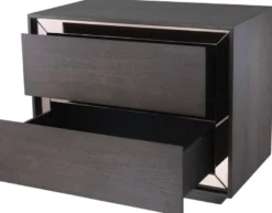 Casa Padrino Luxus Nachttisch Mokka / Bronzefarben 76,5 x 46 x H. 62 cm - Beistelltisch mit 2 Schubladen und Spiegelglas - Luxus Möbel