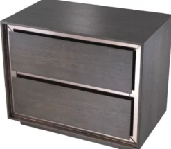 Casa Padrino Luxus Nachttisch Mokka / Bronzefarben 76,5 x 46 x H. 62 cm - Beistelltisch mit 2 Schubladen und Spiegelglas - Luxus Möbel