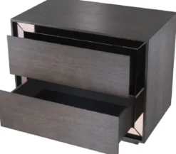 Casa Padrino Luxus Nachttisch Mokka / Bronzefarben 76,5 x 46 x H. 62 cm - Beistelltisch mit 2 Schubladen und Spiegelglas - Luxus Möbel