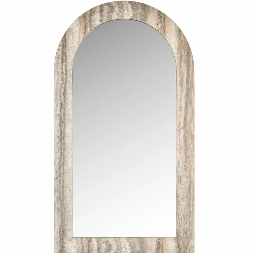 Casa Padrino Luxus Naturstein Spiegel Grau H. 100 cm - Luxus Naturstein Möbel