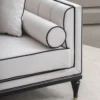 Casa Padrino Luxus Neoklassik Sofa Weiß / Schwarz / Messing 220 cm - Hotel Möbel