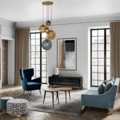 Casa Padrino Luxus Neoklassik Sofa Hellblau / Gold 152 x 97 x H. 85 cm - Wohnzimmer Sofa - Hotel Sofa - Wohnzimmer Möbel - Hotel Möbel - Luxus Möbel - Neoklassik Möbel