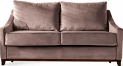 Casa Padrino Luxus Neoklassik Sofa Altrosa / Dunkelbraun Hochglanz 179 x 101 x H. 97 cm - Wohnzimmer Sofa mit Schlaffunktion - Wohnzimmer Möbel - Luxus Möbel - Neoklassik Möbel