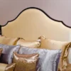 Casa Padrino Luxus Neoklassisches Schlafzimmer Set Hellbeige / Dunkelbraun / Silber - 1 Doppelbett mit Kopfteil & 2 Nachtkommoden - Neoklassische Schlafzimmer Möbel