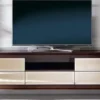 Casa Padrino Luxus Neoklassik Fernsehschrank Braun 200 x 45 x H. 61 cm - TV Schrank mit 5 verspiegelten Schubladen - Luxus Wohnzimmer Möbel