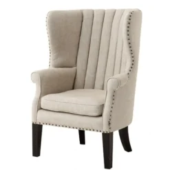Casa Padrino Luxus Ohrensessel Elegance Chesterfield Leinen Oxford Natural 78 x 84 x 110 cm