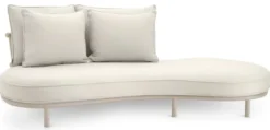 Casa Padrino Luxus Outdoor Garten Sofa Linke Seite Weißgrau / Sandfarben 220 cm - Luxus Garten Möbel