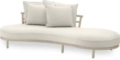 Casa Padrino Luxus Outdoor Garten Sofa Linke Seite Weißgrau / Sandfarben 220 cm - Luxus Garten Möbel