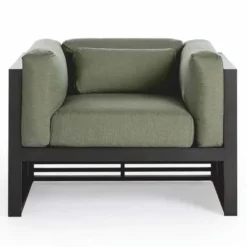 Casa Padrino Luxus Outdoor Garten Sessel Grün / Schwarz 100 cm - Hotel & Garten Möbel