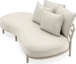 Casa Padrino Luxus Outdoor Garten Sofa Rechte Seite Weißgrau / Sandfarben 220 cm - Luxus Garten Möbel