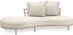 Casa Padrino Luxus Outdoor Garten Sofa Rechte Seite Weißgrau / Sandfarben 220 cm - Luxus Garten Möbel