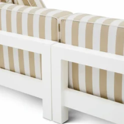 Casa Padrino Luxus Outdoor Garten Sofa Matt Weiß / Beige 273,5 cm - Luxus Garten Möbel