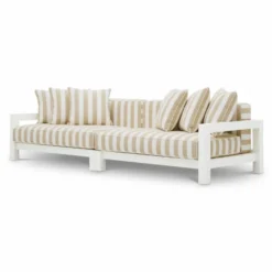 Casa Padrino Luxus Outdoor Garten Sofa Matt Weiß / Beige 273,5 cm - Luxus Garten Möbel