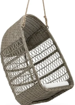 Casa Padrino Luxus Outdoor Hängesessel Antik Grau / Weiß 66 x 63 x H. 113 cm - Wetterbeständiger Garten & Terrassen Hängesessel - Garten & Terrassen Möbel - Luxus Qualität