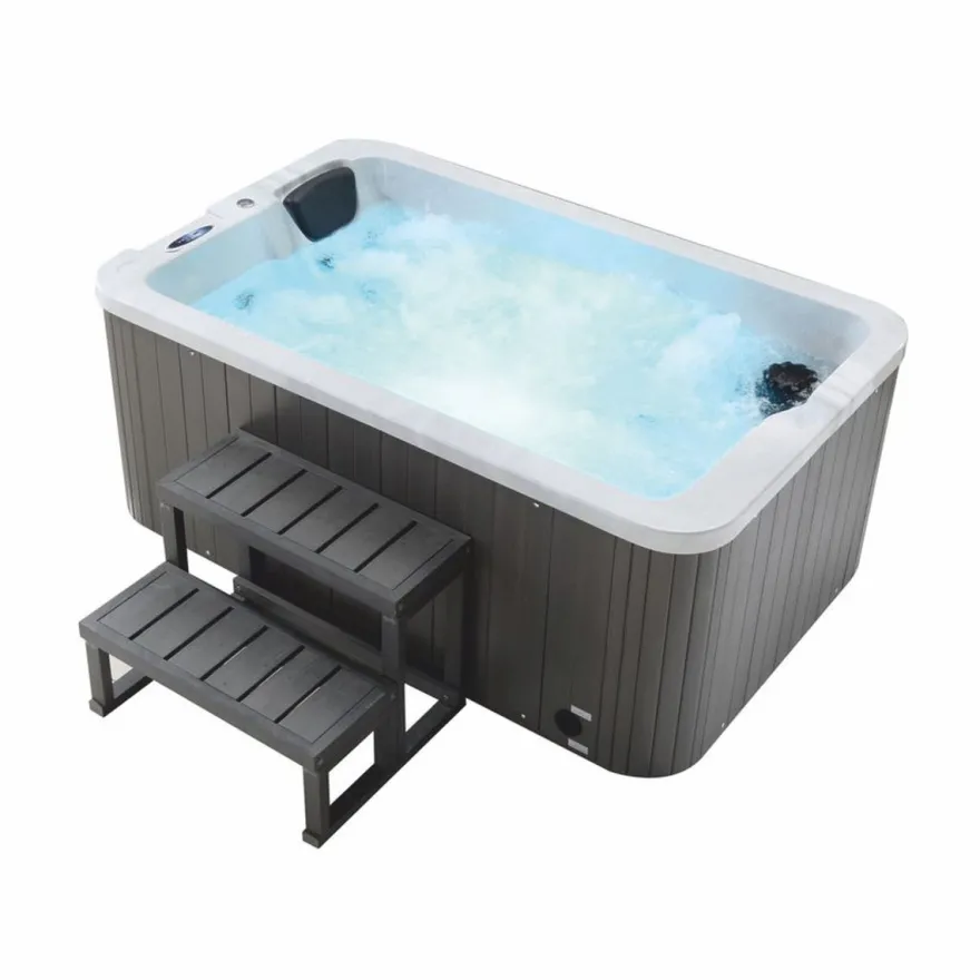 Casa Padrino Luxus Outdoor Jacuzzi Weiß / Schwarz / Grau 175 cm - Garten Whirlpool