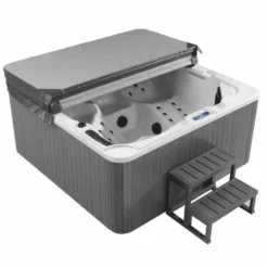 Casa Padrino Luxus Outdoor Jacuzzi Weiß / Schwarz / Grau 200 cm - Garten Whirlpool