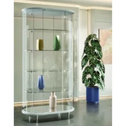 Casa Padrino Luxus Oval-Ladenvitrine 96 x 56 cm H. 190 cm - Ladeneinrichtung - Boutique Möbel - Made in Italy