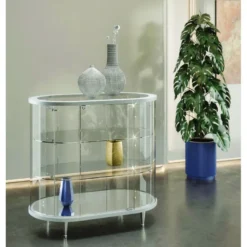 Casa Padrino Luxus Oval-Theken-Vitrine 96 x 56 cm H. 93 cm - Ladeneinrichtung - Boutique Möbel - Made in Italy