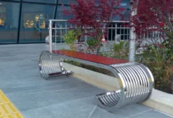 Casa Padrino Luxus Parkbank - Stadtbank Silber / Braun 190 cm - Outdoor & Park Möbel