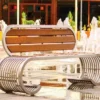 Casa Padrino Luxus Parkbank - Stadtbank mit Rückenlehne Silber / Braun 190 cm - Outdoor & Park Möbel