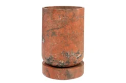 Casa Padrino Luxus Pflanzgefäß Ø 46 x H. 70 cm - Großes rundes Pflanzgefäß und Bodenvase Caliza aus hochwertigem Java Rosso Marmor - Luxus Deko Accessoires