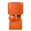 Casa Padrino Luxus Pflanzgefäß Orange 28 x 25 x H. 43,5 cm - Hohes Steingut Pflanzgefäß im Carrot Finish - Luxus Deko Accessoires