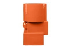 Casa Padrino Luxus Pflanzgefäß Orange 28 x 25 x H. 43,5 cm - Hohes Steingut Pflanzgefäß im Carrot Finish - Luxus Deko Accessoires