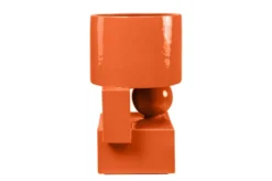 Casa Padrino Luxus Pflanzgefäß Orange 28 x 25 x H. 43,5 cm - Hohes Steingut Pflanzgefäß im Carrot Finish - Luxus Deko Accessoires