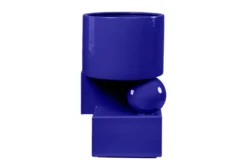 Casa Padrino Luxus Pflanzgefäß Blau 28 x 25 x H. 43,5 cm - Hohes Steingut Pflanzgefäß im Cobalt Blue Finish - Luxus Deko Accessoires