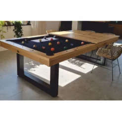 Casa Padrino Luxus Pool Billardtisch / Esstisch 8ft Naturfarben / Schwarz