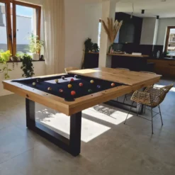 Casa Padrino Luxus Pool Billardtisch / Esstisch 8ft Naturfarben / Schwarz