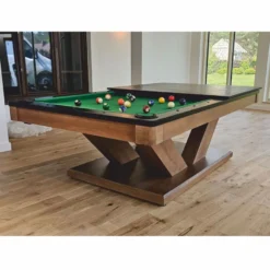 Casa Padrino Luxus Pool Billardtisch / Esstisch 8ft Braun / Schwarz / Grün
