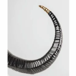 Casa Padrino Luxus Porzellan Deko Maske Büffel Weiß / Schwarz / Gold 67 x 22 x H. 36 cm