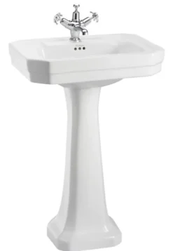 Casa Padrino Luxus Porzellan Waschbecken mit Sockel Jugendstil Weiß 56 x 47 x H. 90 cm