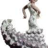 Casa Padrino Luxus Porzellan Skulptur Flamenco Frau Mehrfarbig 27 x H. 47 cm - Handgefertigte Luxus Deko Figur