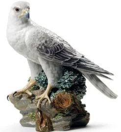 Casa Padrino Luxus Porzellan Falke / Gerfalke Skulptur Mehrfarbig 35 x H. 41 cm - Limited Edition
