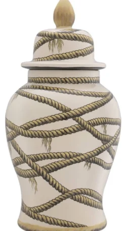 Casa Padrino Luxus Porzellan Vase Beige Ø 31 x H. 67 cm - Runde Blumenvase mit Deckel - Deko Accessoires