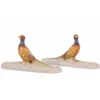 Casa Padrino Luxus Porzellan Briefbeschwerer 2er Set Fasane Weiß / Bunt / Gold 5,8 x 20,5 x H. 10,2 cm - Tierfiguren - Schreibtisch Deko