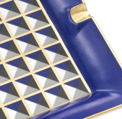 Casa Padrino Luxus Porzellan Design Aschenbecher Blau / Mehrfarbig 24,5 x 24,5 x H. 3,5 cm - Wohnzimmer Accessoires