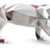 Casa Padrino Luxus Porzellan Panther Skulptur Weiß / Mehrfarbig 50 x H. 19 cm - Handgefertigte & Handbemalte Deko Figur