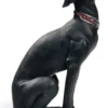 Casa Padrino Luxus Porzellan Skulptur Windhund Schwarz 11 x H. 30 cm - Handgefertigte & Handbemalte Luxus Deko Figur