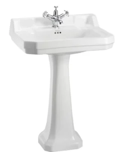 Casa Padrino Luxus Porzellan Waschbecken mit Sockel, Jugendstil Design, Weiß, 61 x 51 x H. 90 cm