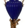 Casa Padrino Luxus Porzellan Vase im Barock Stil, Dunkelblau und Bronze, 39 x 28,3 x H. 78,7 cm