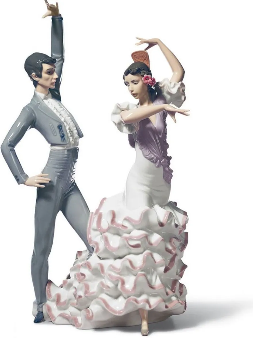 Casa Padrino Luxus Porzellan Skulptur Flamenco Tänzer Mehrfarbig 30 x H. 43 cm - Handgefertigte Luxus Dekoration