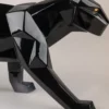 Casa Padrino Luxus Porzellan Panther Skulptur Schwarz glasiert 50 x 12 x H. 19 cm - Hangefertigte Deko Figur aus feinstem spanischen Porzellan - Luxus Deko Accessoires