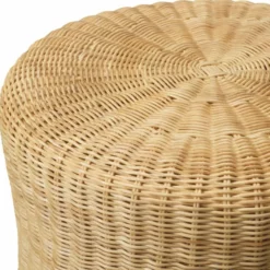 Casa Padrino Luxus Rattan Beistelltisch Naturfarben H. 46 cm - Luxus Möbel
