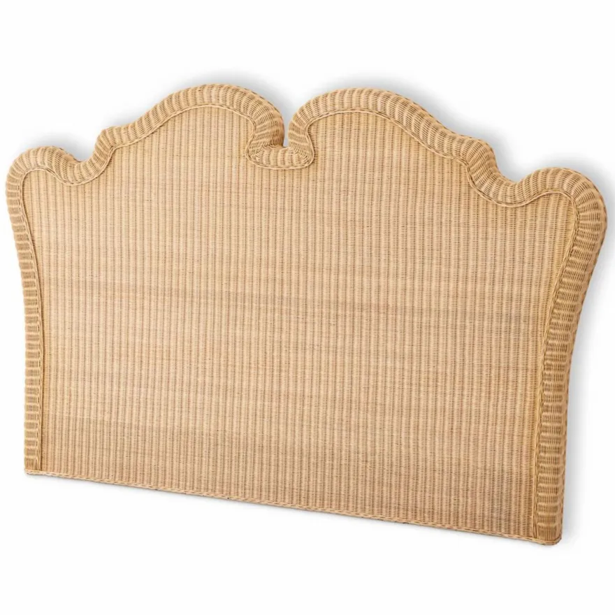 Casa Padrino Luxus Rattan Bett-Kopfteil Naturfarben 228 cm - Luxus Schlafzimmer Möbel