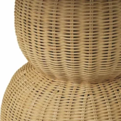 Casa Padrino Luxus Rattan Esstisch Naturfarben Ø 80 cm - Rattan Esszimmer Möbel